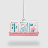 " Pink Mahjong Tiles " Joker Asia Series Glass Hanging Ornament