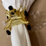 Gold Pagoda Napkin Ring with Black Beads