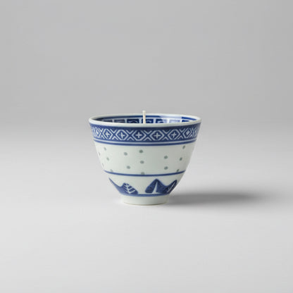 Blue & White Chinese Traditional Tea Cup with Candle