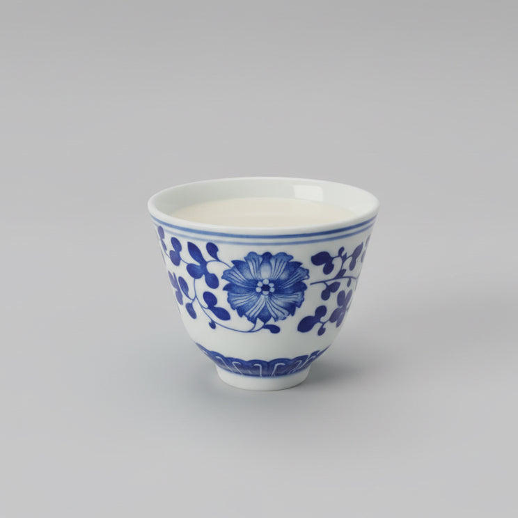 Blue & White Chinese Traditional Tea Cup with Candle
