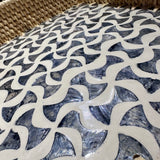 Shell Inlay Woven Rattan Square Serving Tray with Handles