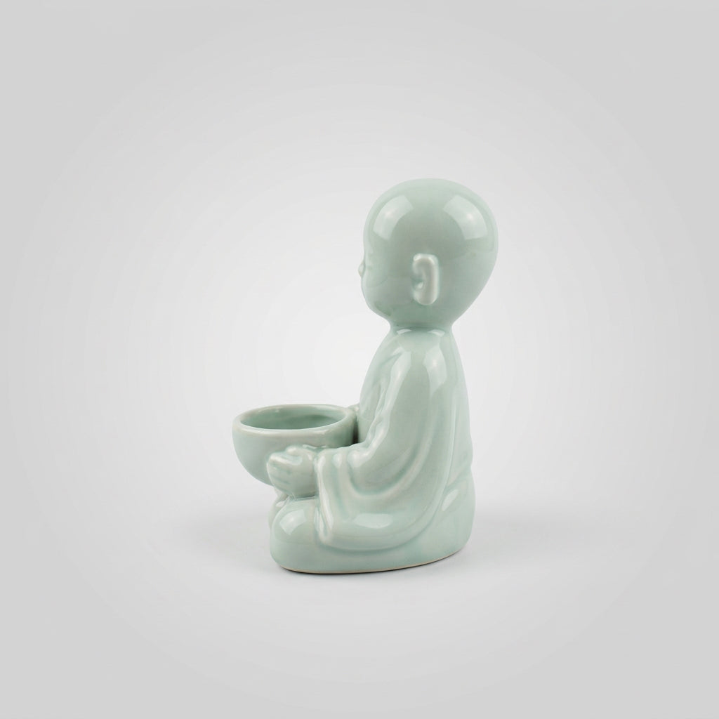 Little Monk Ceramic Bowl Figurine