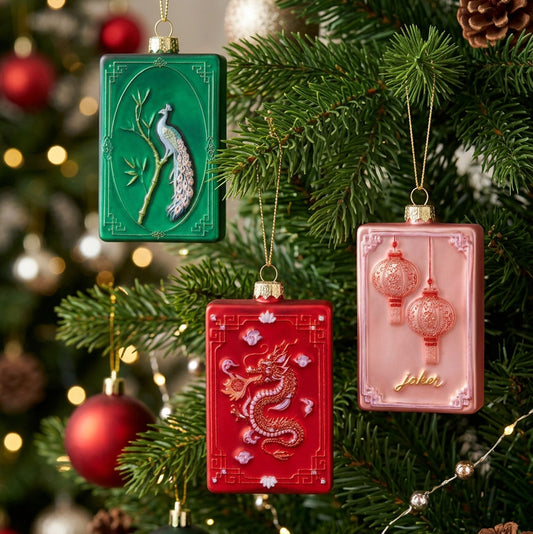 Mahjong – Hand-Painted Glass Hanging Ornament