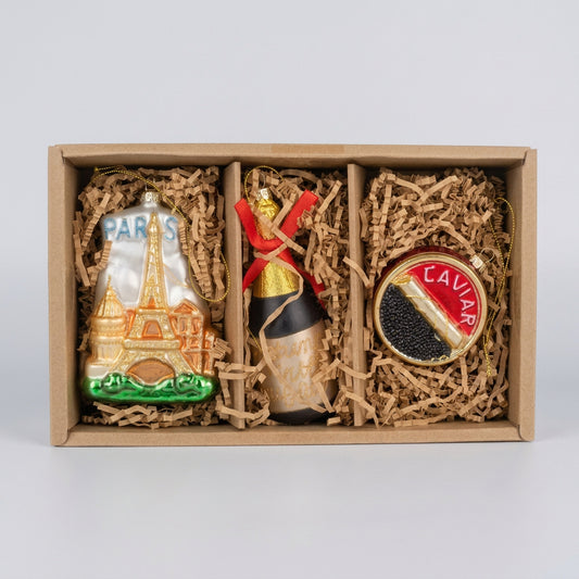 Paris Treats – Glass Christmas Ornaments (Set of 3)