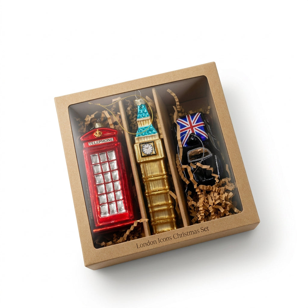London Icons – Glass Christmas Ornaments (Set of 3)