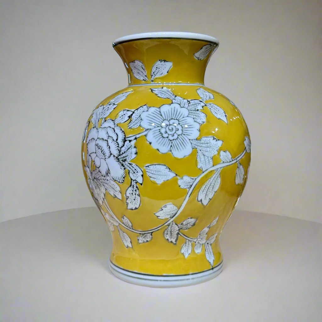 Lara Flora Ceramic Vase - Vintage Mustard Yellow