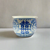 Blue & White Double Happiness Ceramic Pot