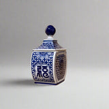 Blue & White Longevity Ceramic Oval Trinket Jar with Lid
