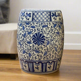 Chinoiserie Blue Tile Floral Ceramic Stool