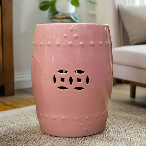 Pink Longevity Ceramic Stool