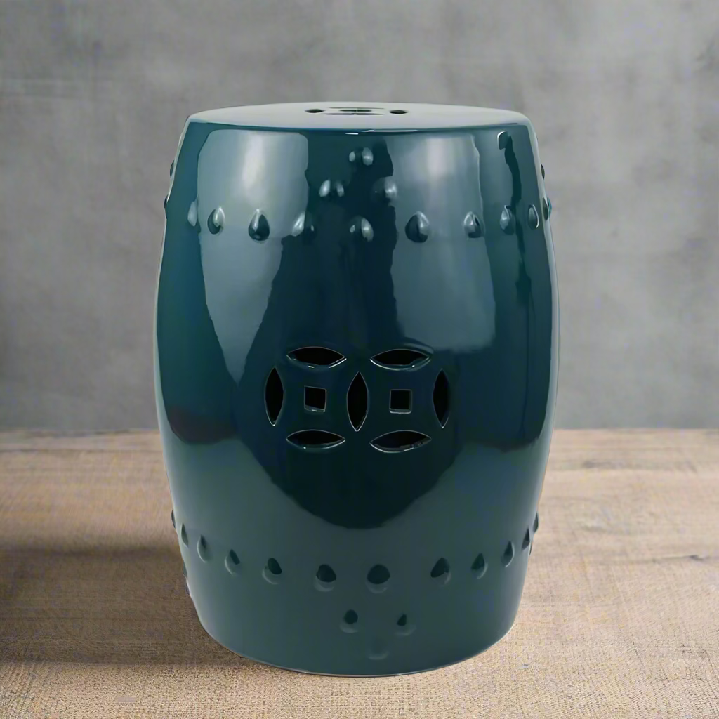 Dark Teal Longevity Ceramic Stool