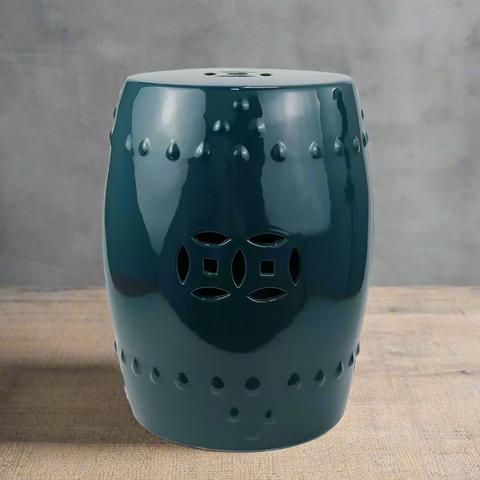 Dark Teal Longevity Ceramic Stool