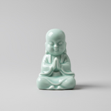 Ceramic Meditating Monk in Celadon Green