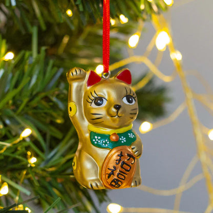 Hong Kong Hanging Decoration: Lucky Cat Gold