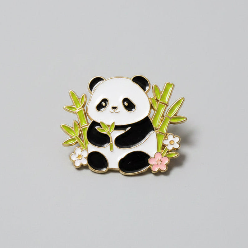 " Panda Bamboo Flowers " T&B Enamel Pins