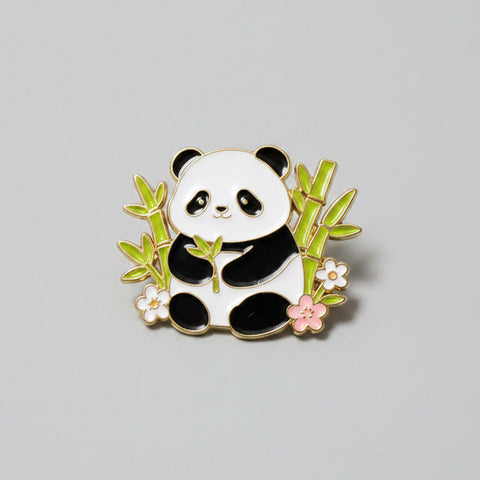 " Panda Bamboo Flowers " Enamel Pins