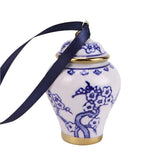 Blue & Gold Ceramic Ginger Jar Hanging Ornament