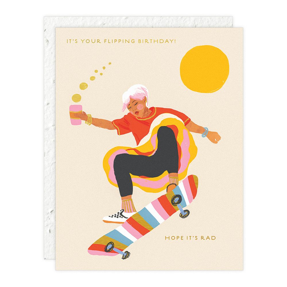 " Skateboard Girl " Card - Thorn and Burrow
