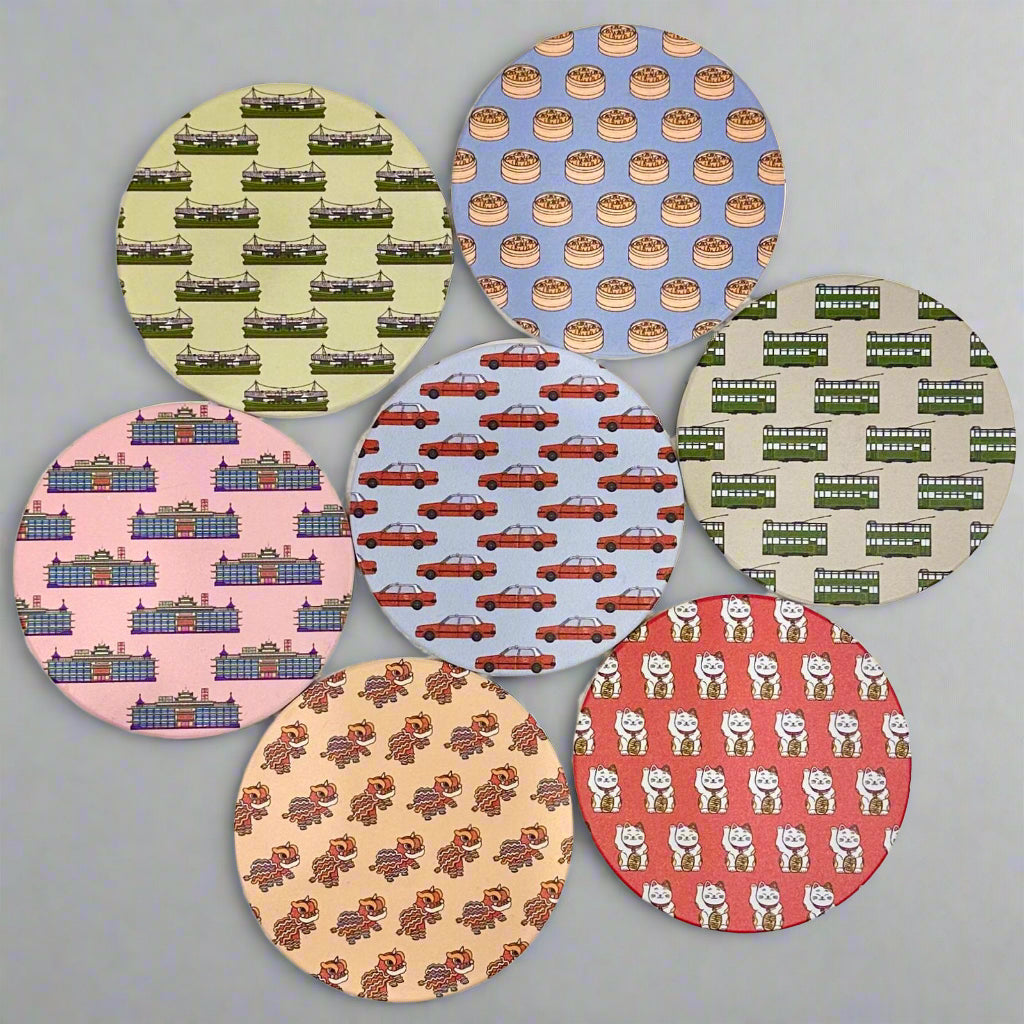 HK Icons Lucky Cat Coasters - Set of 4 - Thorn and Burrow