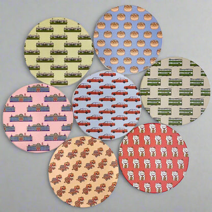 HK Icons Lucky Cat Coasters - Set of 4 - Thorn and Burrow