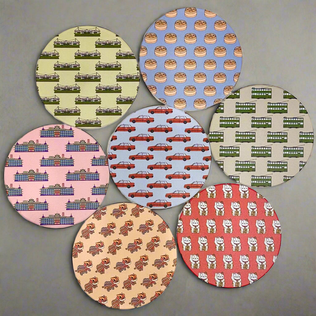 HK Icons Taxi Ceramic Coasters - Set of 4 - Thorn and Burrow
