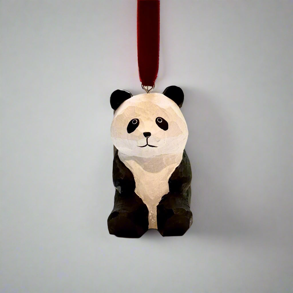 Panda Hand Carved Wooden Ornament