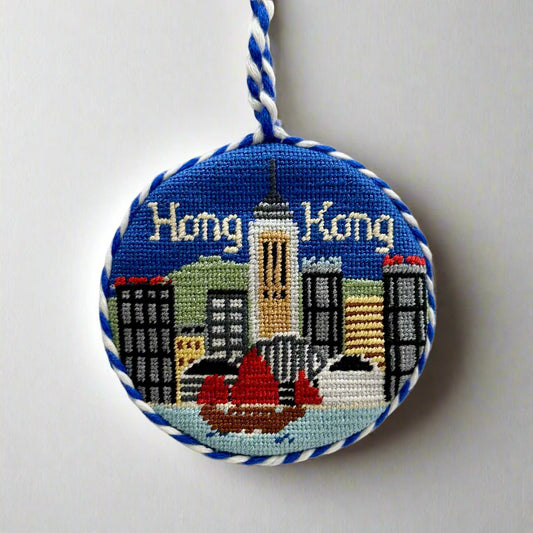 Hong Kong Skyline Needlepoint Ornament - Thorn and Burrow