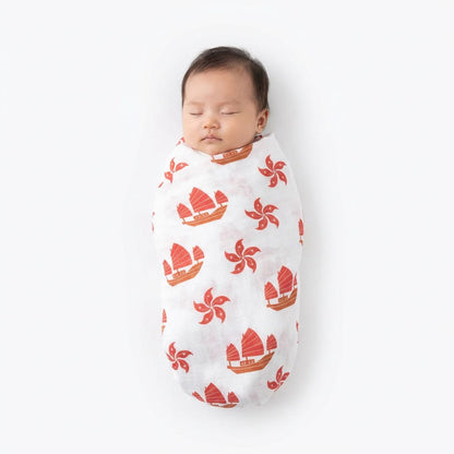 Product image of Hong Kong Swaddle Blanket - Junk & Bauhinia