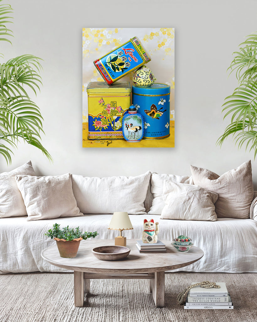 Still Life in Bright Blue & Lemon Yellow
