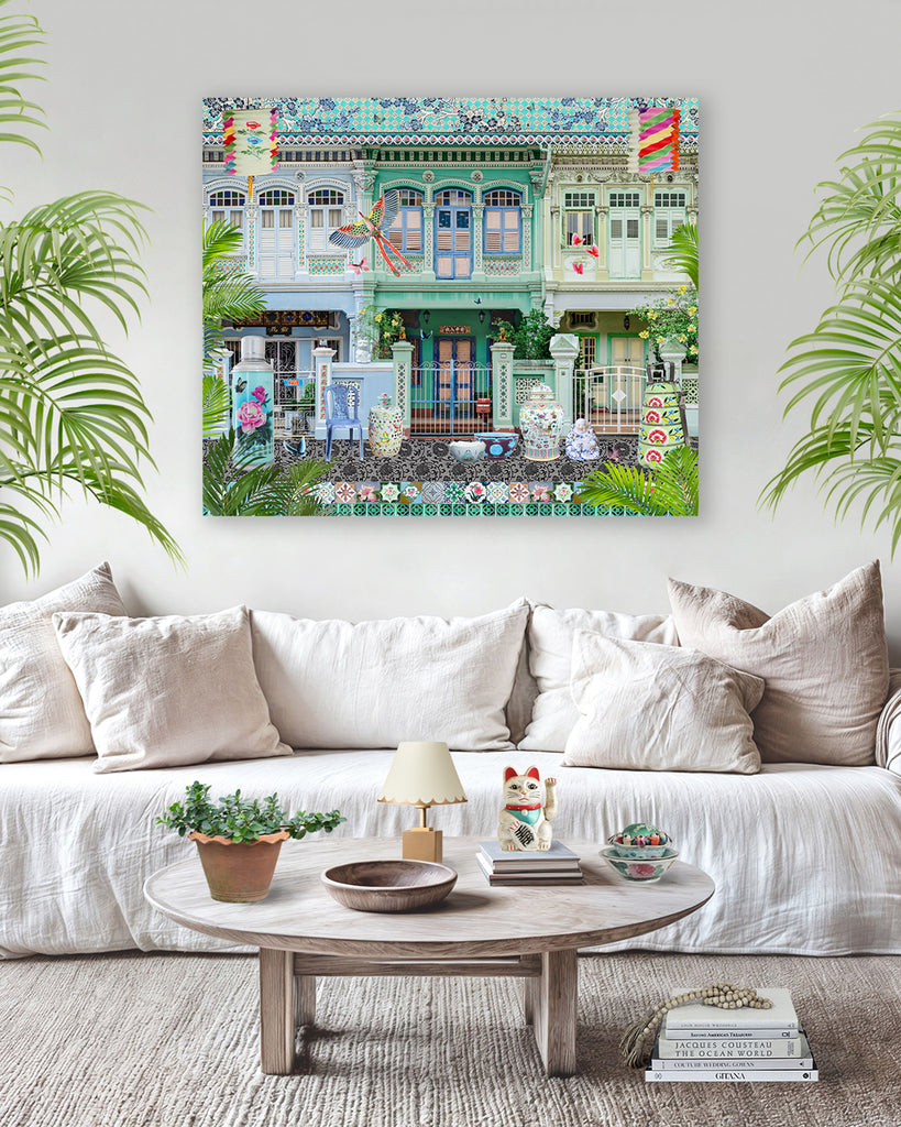 Shophouse Trio in Emerald Greens & Blues Artwork
