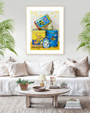 Still Life in Bright Blue & Lemon Yellow