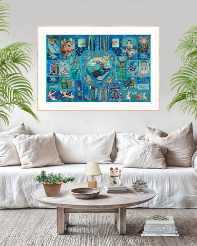 Chinoiserie In Teal & Peacock Blue Limited Edition Artwork