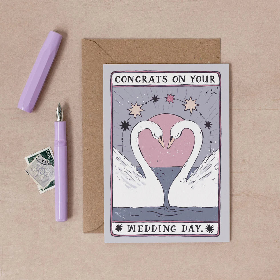 SWANS WEDDING CARD