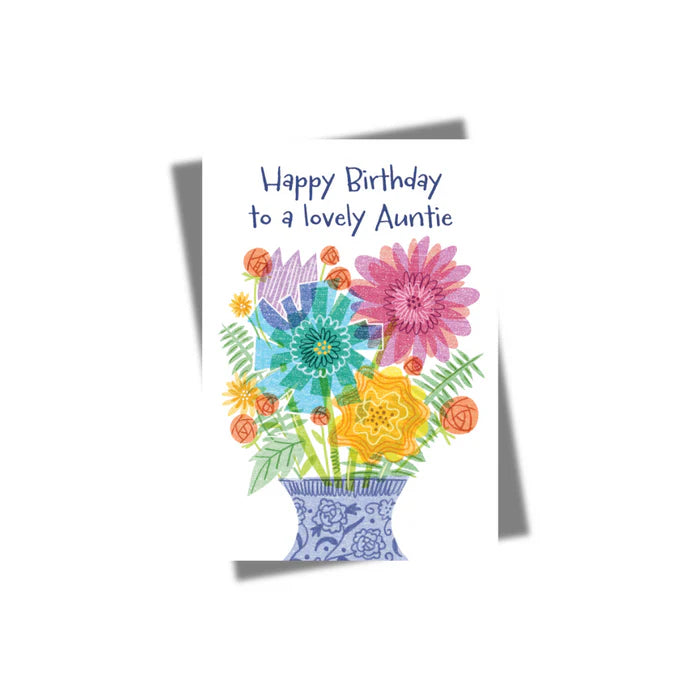 GREETING CARD: Happy Birthday Flowers- Lovely Auntie