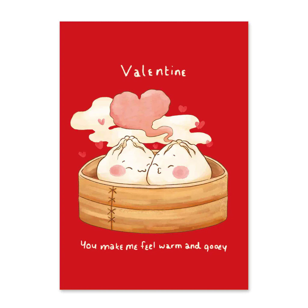 " A4 Greeting Card: Warm And Gooey Dumplings Valentine's " Card