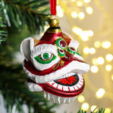 HAND PAINTED GLASS DECORATION : Red Lion