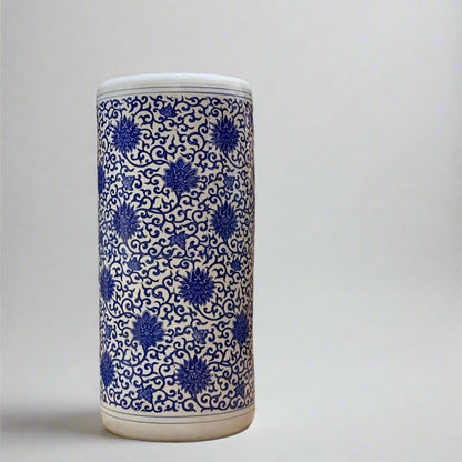 Blue & White Chinoiserie Floral Umbrella Stand