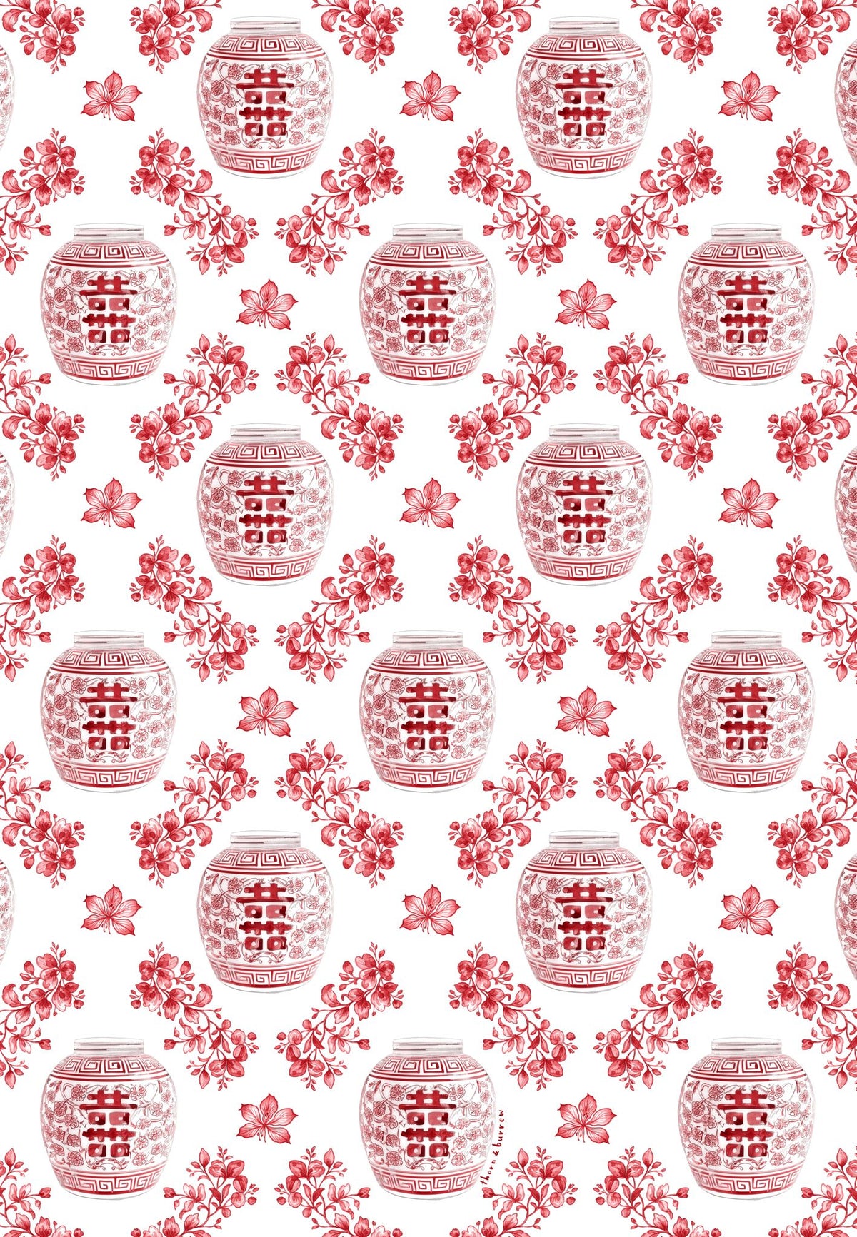 Hong Kong Ginger Jar Chinoiserie Tea Towel - Thorn and Burrow