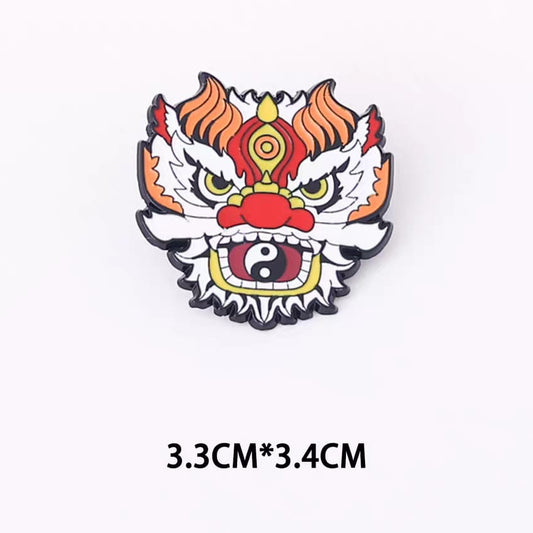 " Orange CNY Lion " Enamel Pins