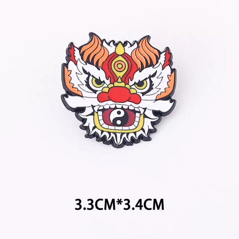 " Orange CNY Lion " Enamel Pins