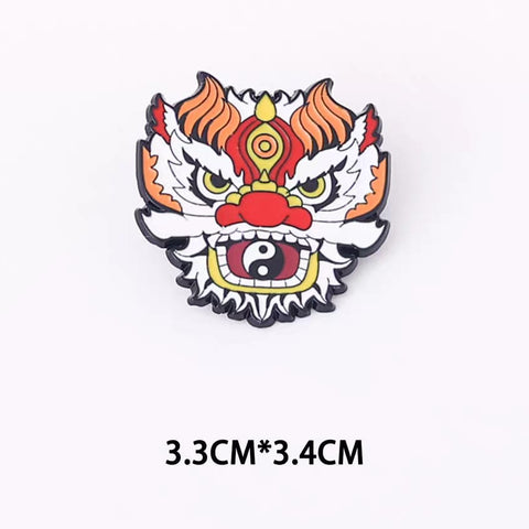 " Orange CNY Lion " Enamel Pins