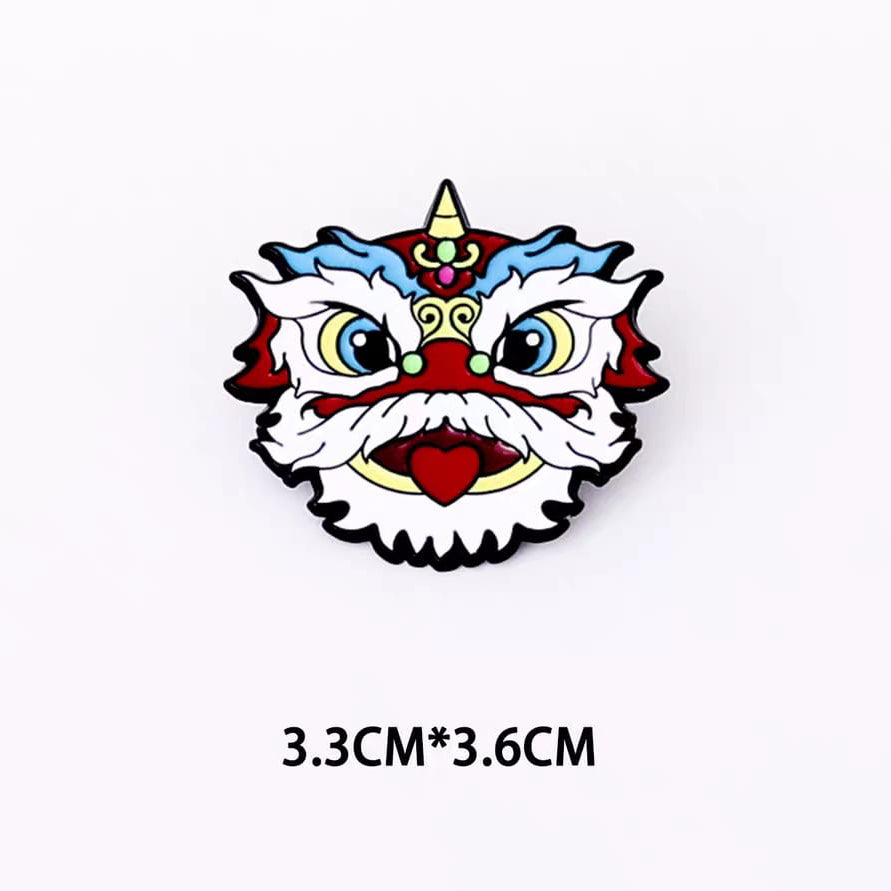 " CNY Lion with Blue and White Fur " Enamel Pins