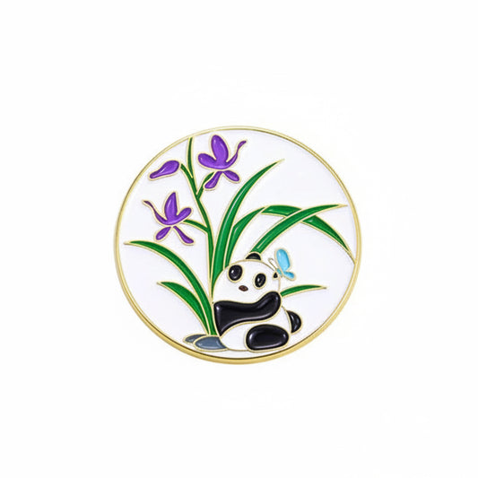" Floral Panda Scenery " Enamel Pins
