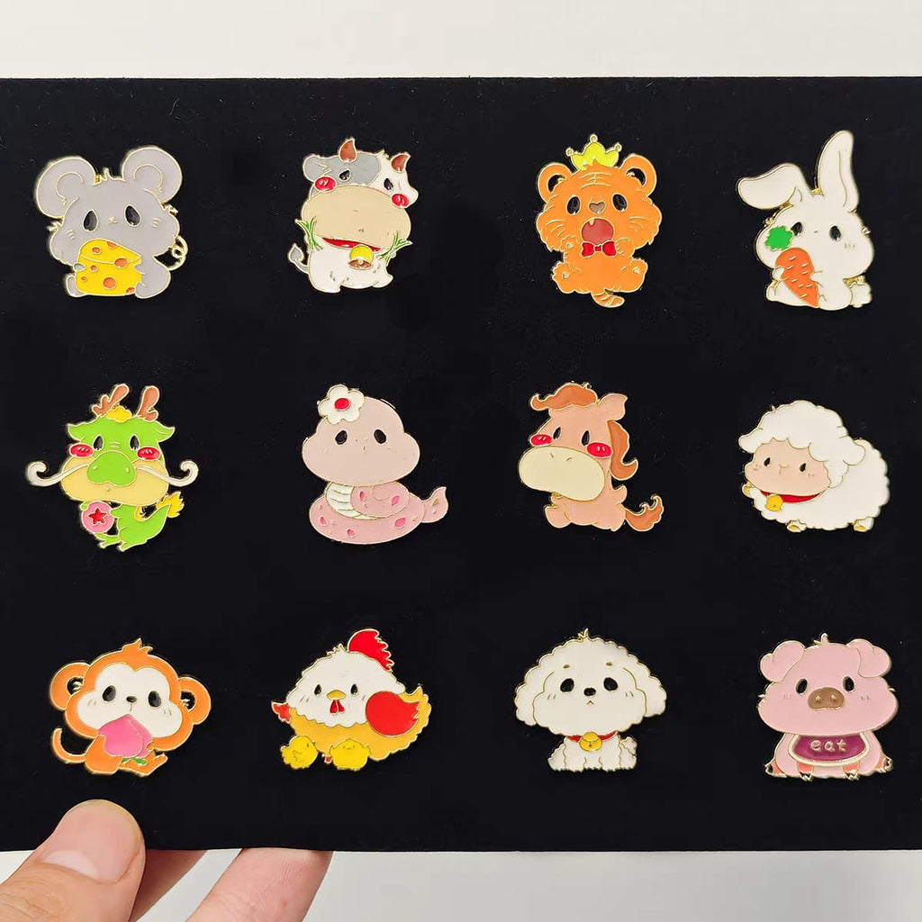 " Cute 12 Chinese Zodiac " T&B Enamel Pins