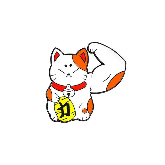 " Strong Lucky Cat " Enamel Pins