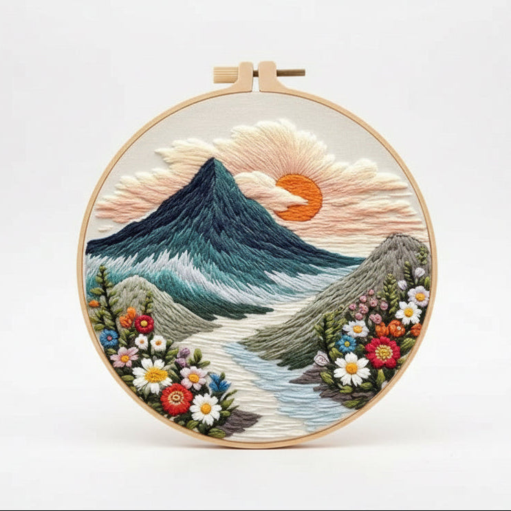 Embroidery DIY Art Kit: Mountain Scenery