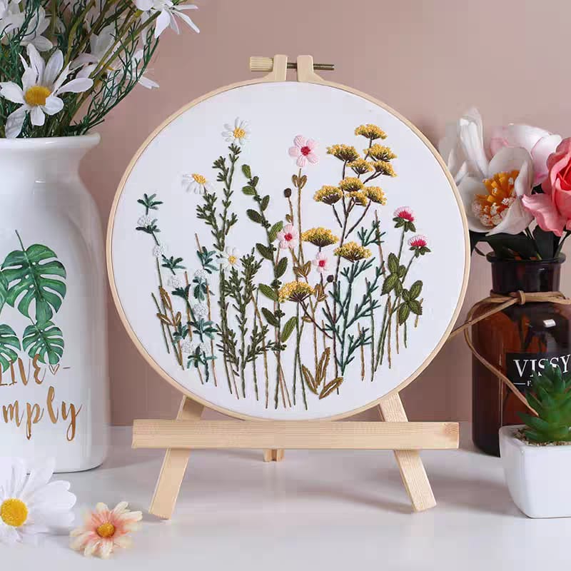 Embroidery DIY Art Kit: Flower Stems