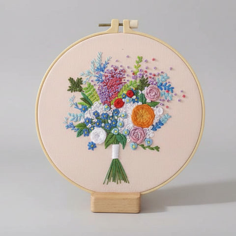 Embroidery DIY Art Kit: Fun Flower Bouquet
