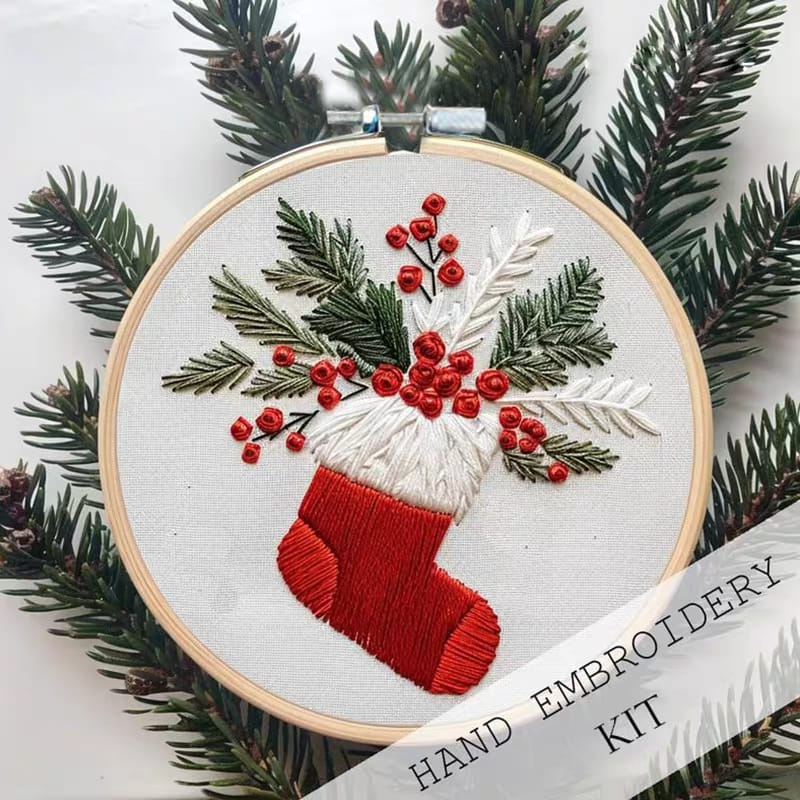 Embroidery DIY Art Kit: Christmas Stocking