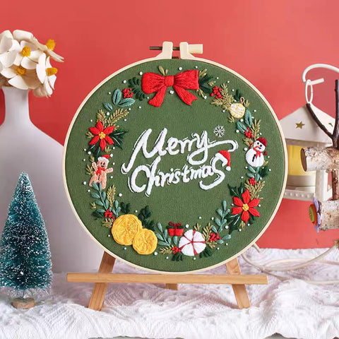 Embroidery DIY Art Kit: Merry Christmas